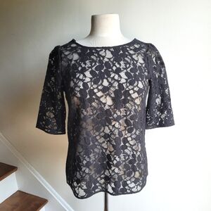 ROSEMUNDE COPENHAGEN Lace Short Sleeve Top Small